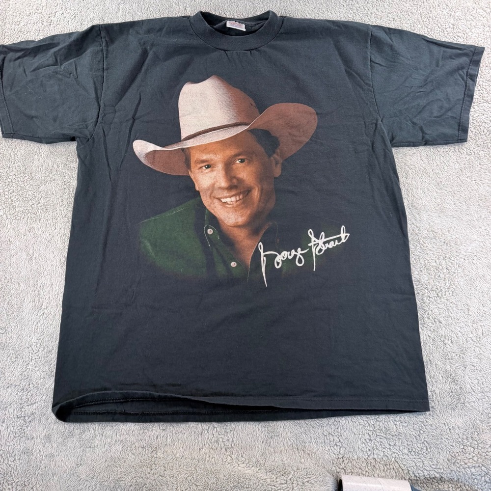 Jerzees George Strait T-Shirt Men XL Black Vintage Tour Concert Graphic Made USA